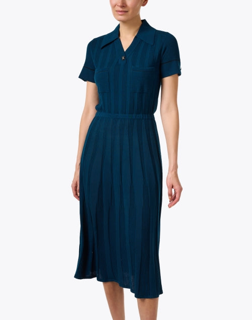 Stylish Juniper Teal Knitted A-Line Midi Dress for Formal Occasions