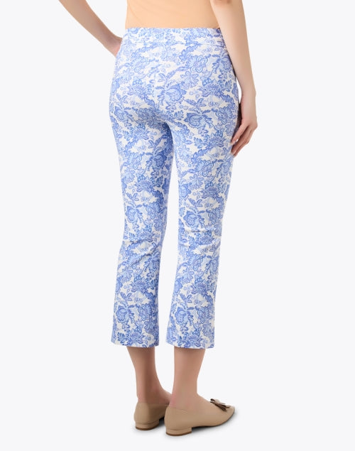 Leo Blue Paisley Cropped Flare Women's Trousers for All-Day Styling