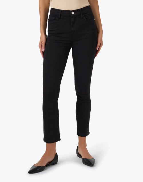 Frame's Premium Stretch High-Waisted Slim Straight-Leg Black Jeans