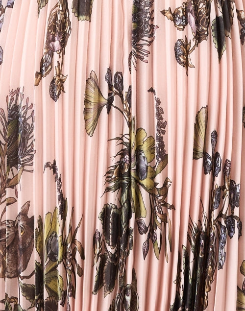 Stylish Pink Printed Pleated Women's Dress