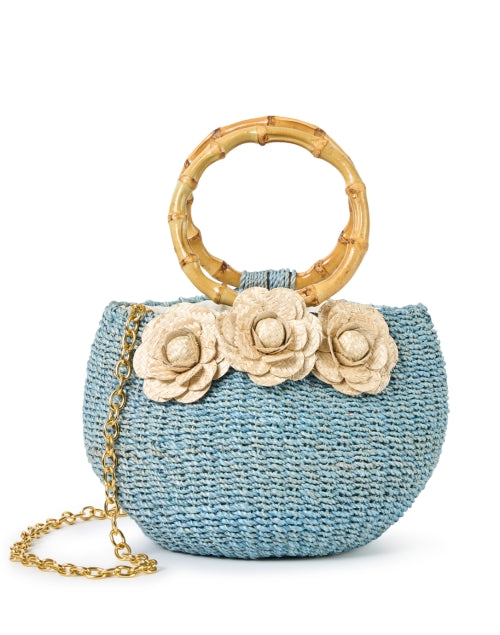 Stylish Soraya Blue Handwoven Straw Basket Handbag for Fashionable Women