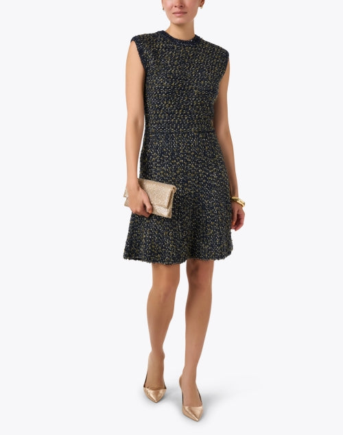 Fabiana Filippi's Multicolored Tweed Fit-and-Flare Women's Dress for Transitional Seasons