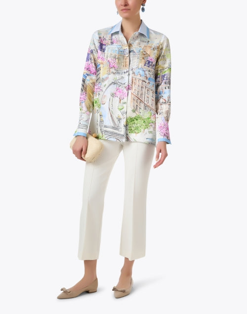Exquisite Parisian Print 100% Silk Women's Shirt