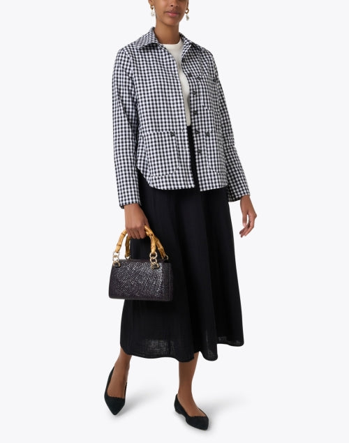 Stylish Black and White Gingham Cotton Twill Shirt Jacket