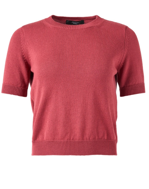 Weekend Max Mara Rose Red Short Sleeve 100% Cotton Casual Sweater
