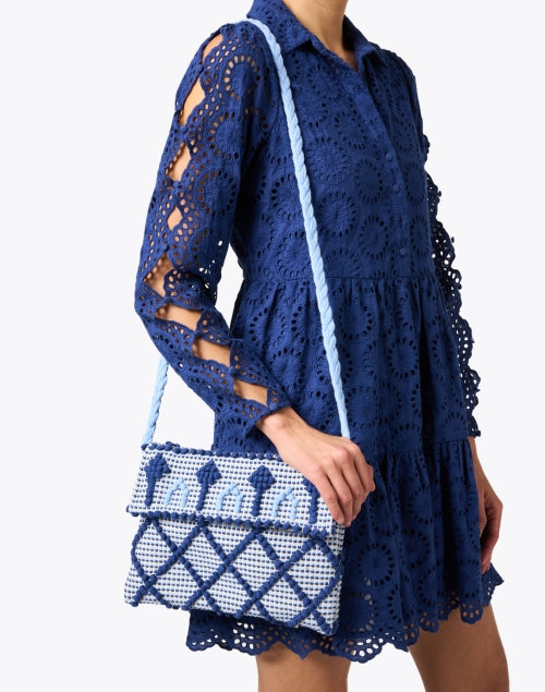 Stylish Grazia Hand - Woven Blue Crossbody Clutch Bag