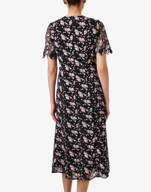 Elegant Shoshanna Black and Pink Lace Evening Dress