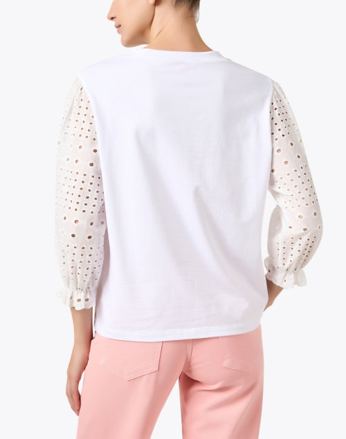 Paula White Eyelet Lace Balloon Sleeve Cotton Top