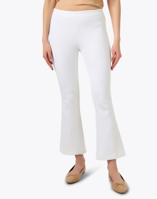 Ella White Stretch Textured Flare Ankle Pull - on Pants