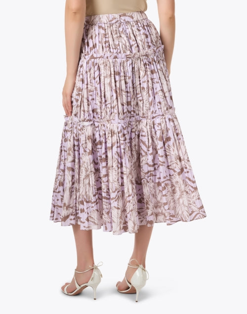 Quinn Lilac-Printed 100% Cotton Poplin Tiered Midi Skirt