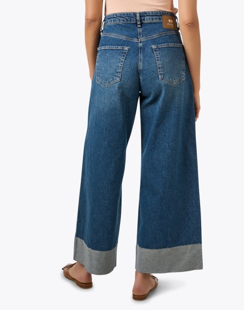 MAC Brand Nevada Blue Color Super Wide-Leg Palazzo Style Jeans for Fashion-Forward Wear