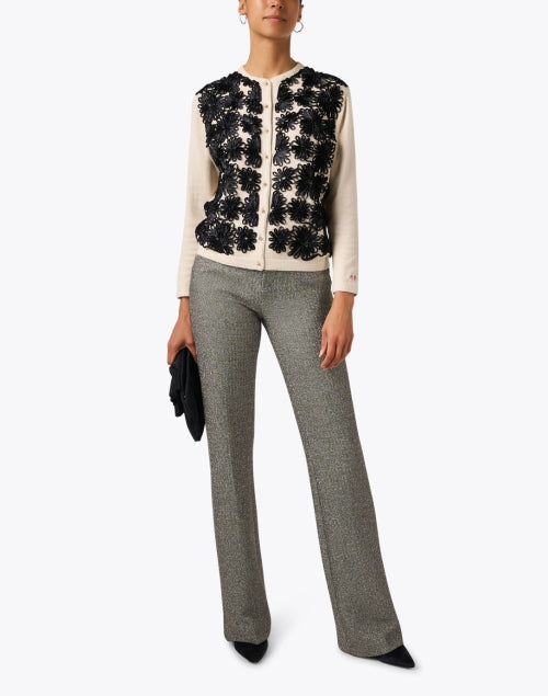 Joana Grey Metallic Lurex Boucle Straight - Leg Slim - Fit Women's Pants