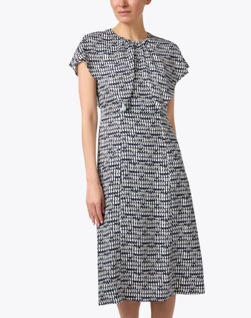 Stylish Domicia Black-and-White Patterned Women's Midi Dress