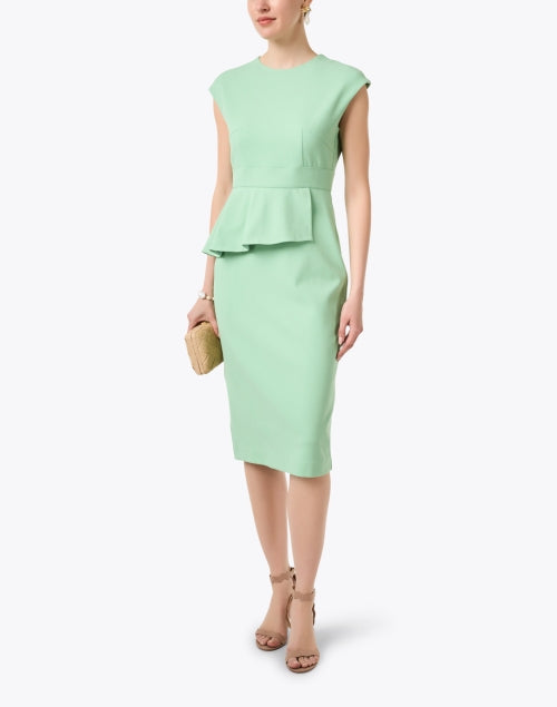 Elegant Mia Green Sheath Dress with Peplum Detail