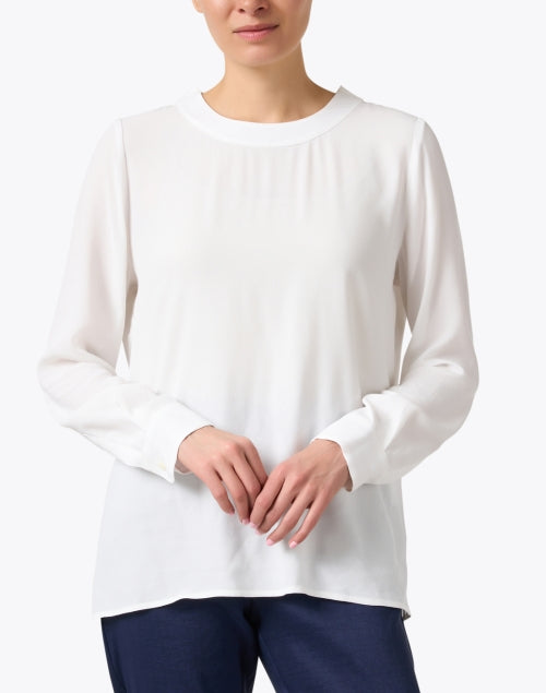 Stylish Philippine Ivory Tie - Neck Lightweight Shirt for Women