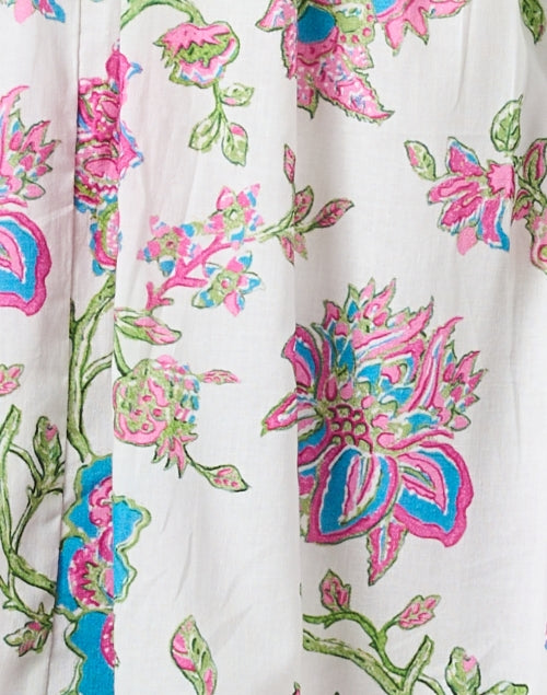 Elegant Elle White Floral-Print Mini Dress with Stand Collar