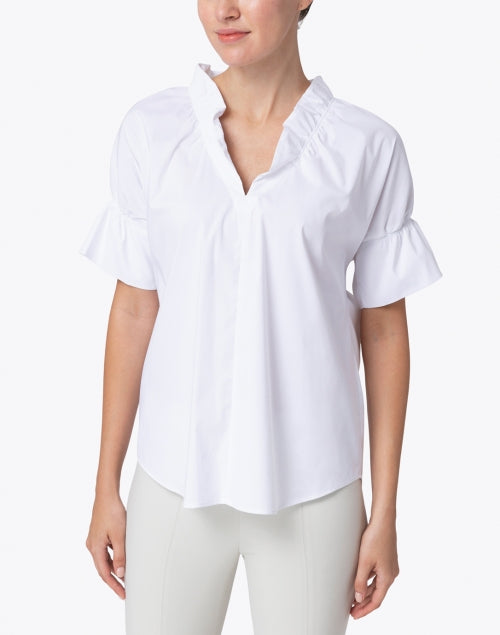 Crosby Crisp White Silky Cotton Blend Poplin Women's Top for Workweek
