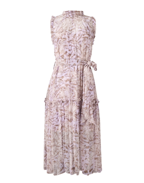 Exquisite Gemma Lilac Silk Print Midi Dress for Events