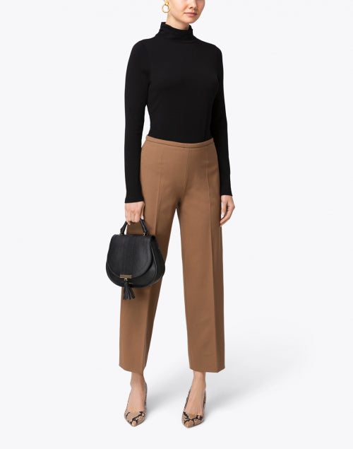 Stretchable Viscose Long - Sleeved Black Turtleneck Women's Top