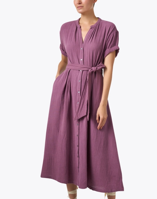 Stylish Washed Purple 100% Cotton Gauze Cate Dress