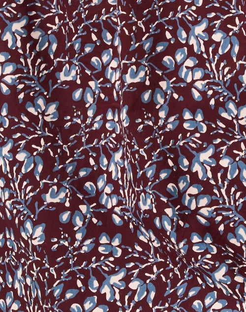 Stylish Los Altos Burgundy Floral-Printed Cotton Women's Top