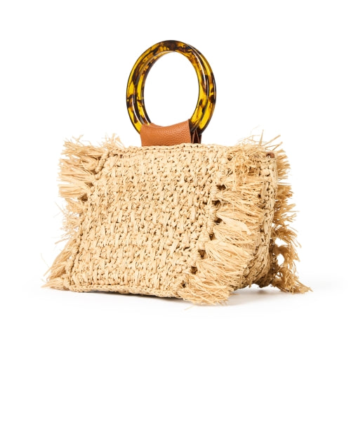 Laggo Capri Style Tan Raffia Circle Top Handle Fashion Handbag