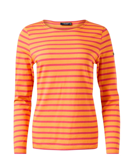 Luxurious Orange and Pink Striped Airy Cotton Top by Minquidame