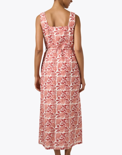 Stylish Paloma Red Floral Patterned 100% Linen Maxi Dress