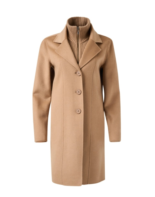 Luxurious Camel Wool and Cashmere Blend Outerwear Coat