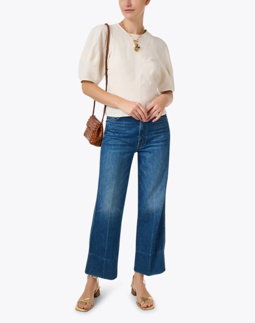 Apiece Apart Lino Lightweight Cream Cotton Blend Women's Top for Various Styling