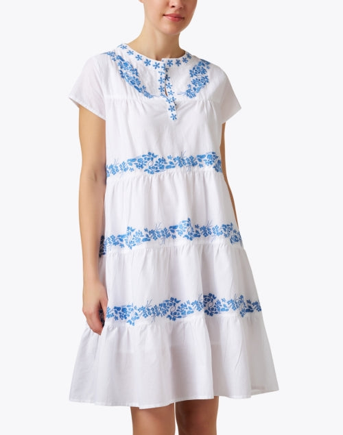 Isabel's Elegant White Cotton Embroidered Summer Dress