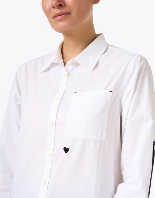 Stylish 100% Cotton Mia White Top with Heart - Shaped Elbow Patches