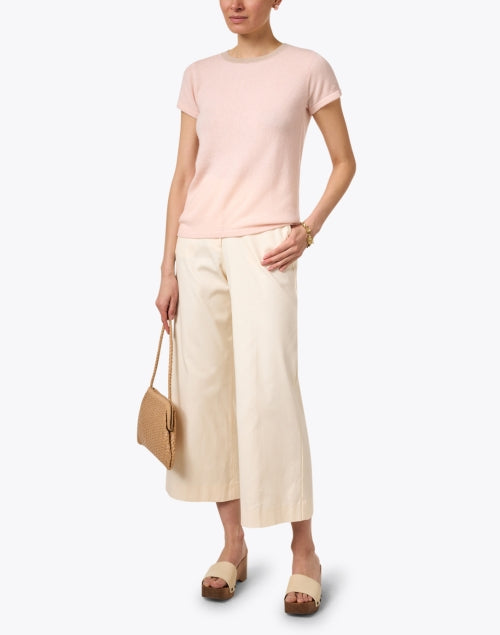 Pink Cashmere Women's Ringer Crew Neck Top for Spring and Summer