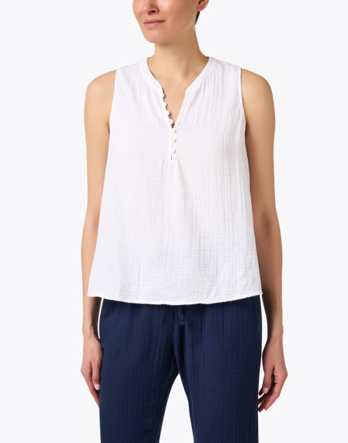Xirena Tish Sleeveless White Cotton Gauze Top for Warm Weather