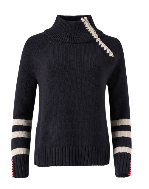 Stylish Black Zip-Up Sweater with Contrast Stitch and Ribbed Trim
