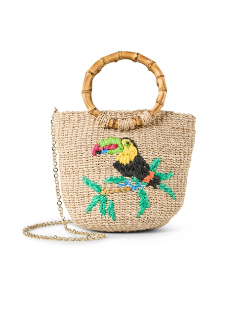 Dakota Hand - Embroidered Straw Woven Basket - Style Handbag with Tropical Aesthetic