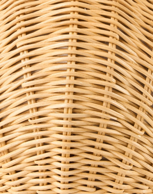 Pamela Munson's Handwoven Natural Rattan Shell Clutch with Pearl Closure