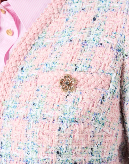 Stylish Pink and Blue Tweed Women's Jacket for Weekdays