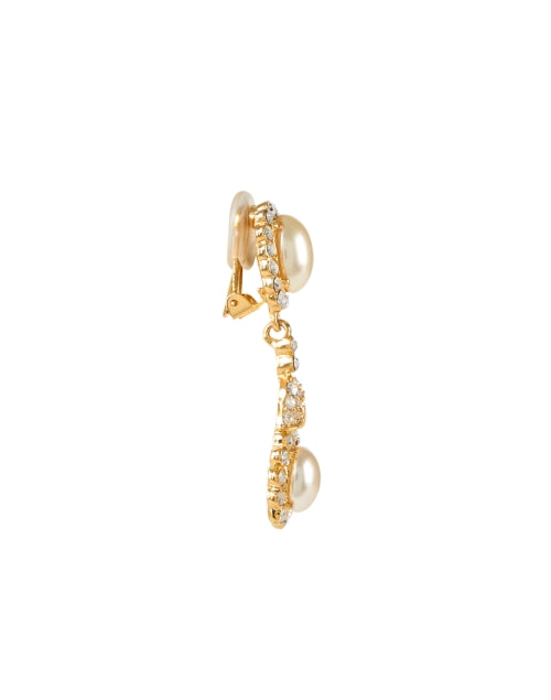 Gorgeous Gold - Tone Pearl and Crystal Drop Earrings by Kenneth Jay Lane