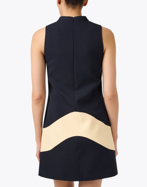 Stylish Navy and Beige Shift Regata Dress for Modern Women