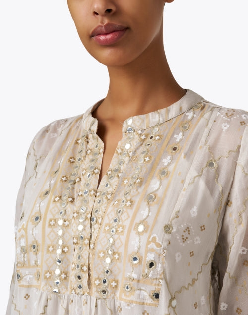 Juliet Dunn's Beige Mosaic Patterned Women's Summer Dress