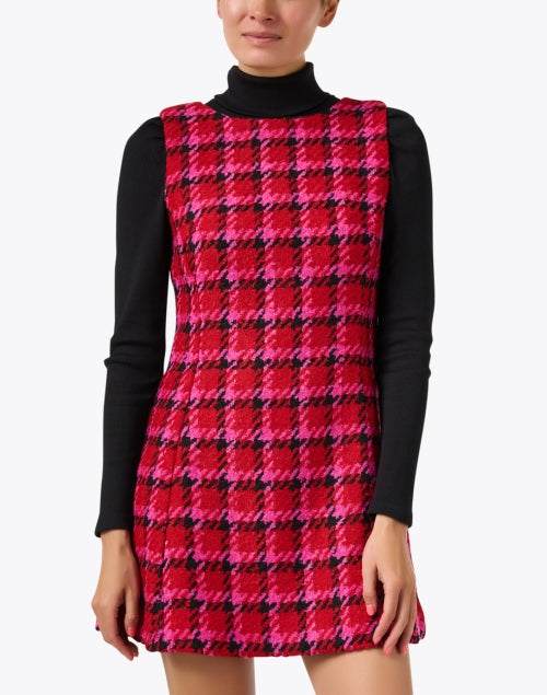 Avery Red Multicolored Houndstooth Mini Shift Dress for Women