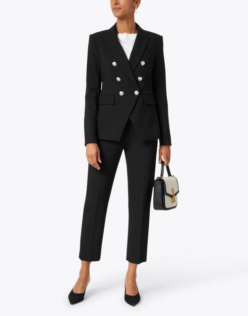 Renzo Black Stretch Slim - Fit Cropped Essential Trousers for Work and Play