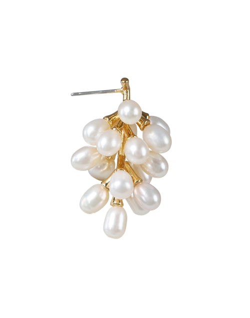 Stylish Gold-Plated Brass Pearl Cluster Drop Earrings for Women