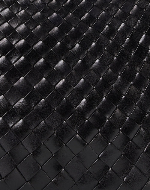 Stylish Santa Croce Hand - woven Black Leather Shoulder Bag