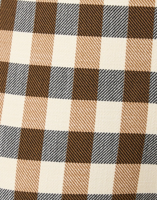 Annie Brown Stretch Plaid Straight - Leg Pull - On Pants