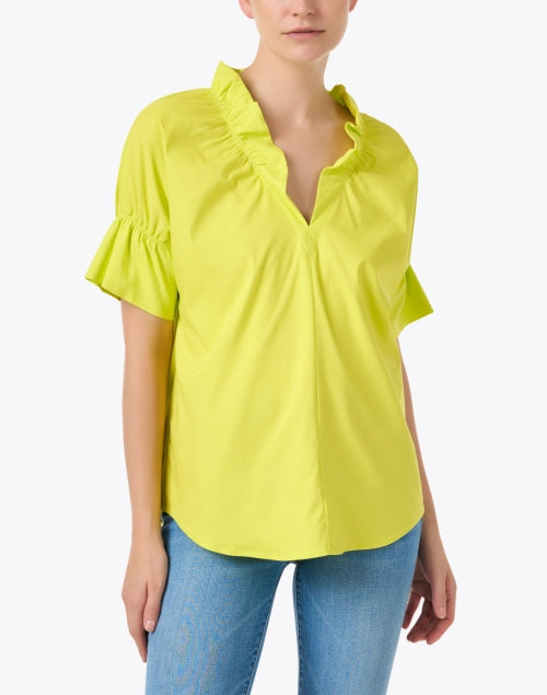 Crosby Women's Citron Yellow Silky Blend Poplin Blouse Top for Workweek