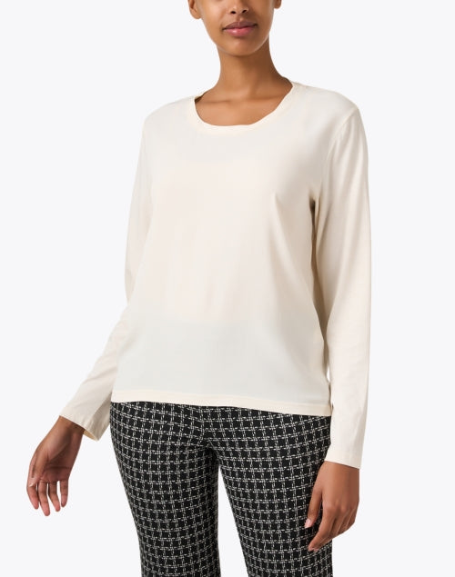 Elegant Cream Cotton Blend Jersey Top for Effortless Styling