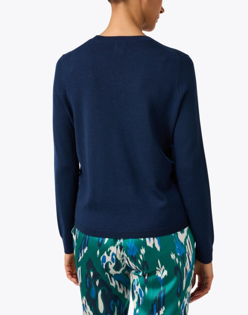 Angela Navy Blue 100% Merino Wool Women's Sweater for Versatile Styling