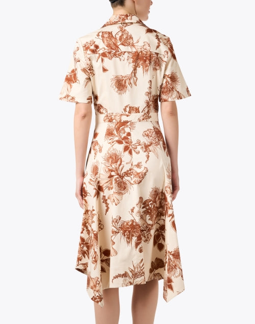 Floral Print Cotton Cream Shirt-style Dress for Women